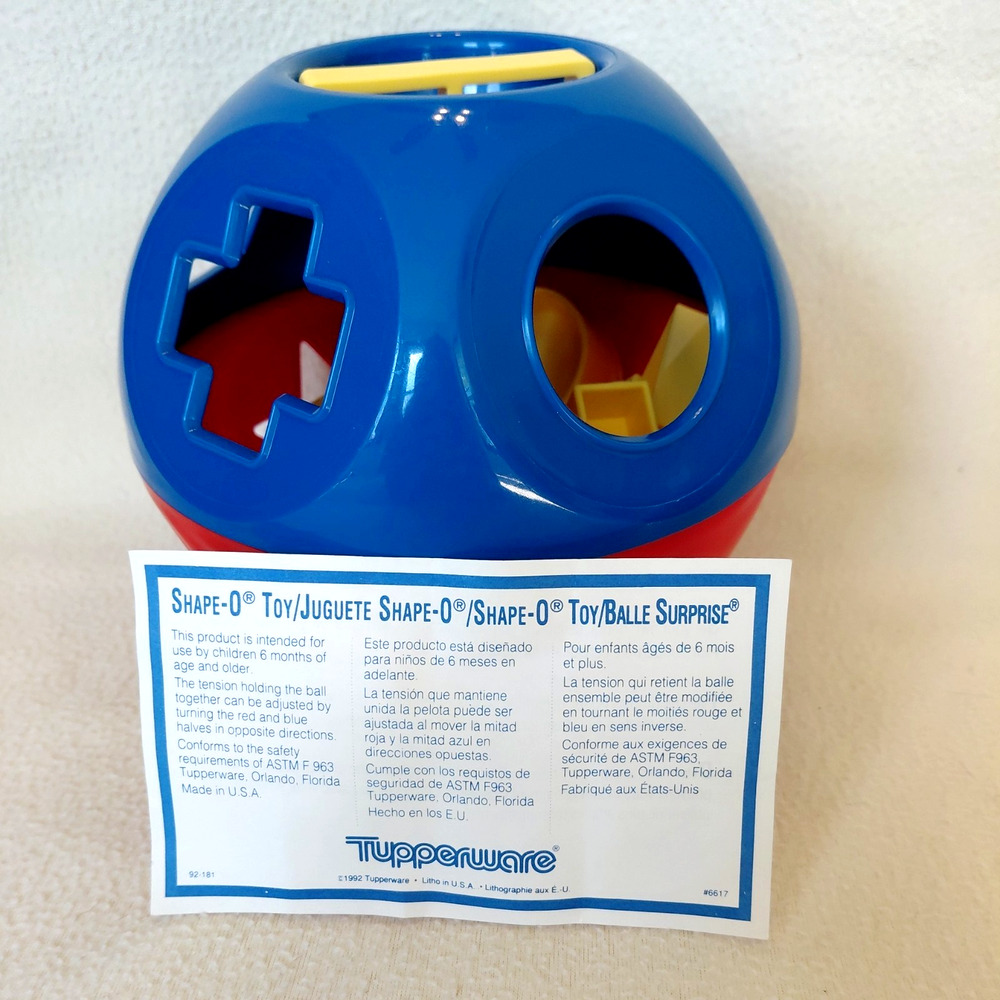 Vintage 1992 Tupperware Shape-O Toy Ball Surprise Shape Sorting Toy NEW